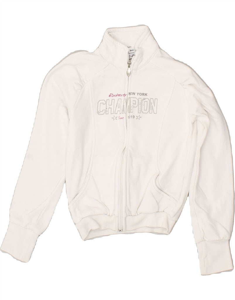 CHAMPION Girls Graphic Tracksuit Top Jacket 5-6 Years XS White Cotton | Vintage Champion | Thrift | Second-Hand Champion | Used Clothing | Messina Hembry 