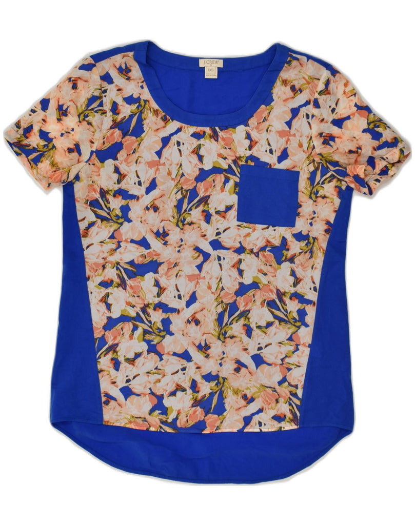 J. CREW Womens Blouse Top UK 2 2XS Blue Floral Polyester | Vintage J. Crew | Thrift | Second-Hand J. Crew | Used Clothing | Messina Hembry 