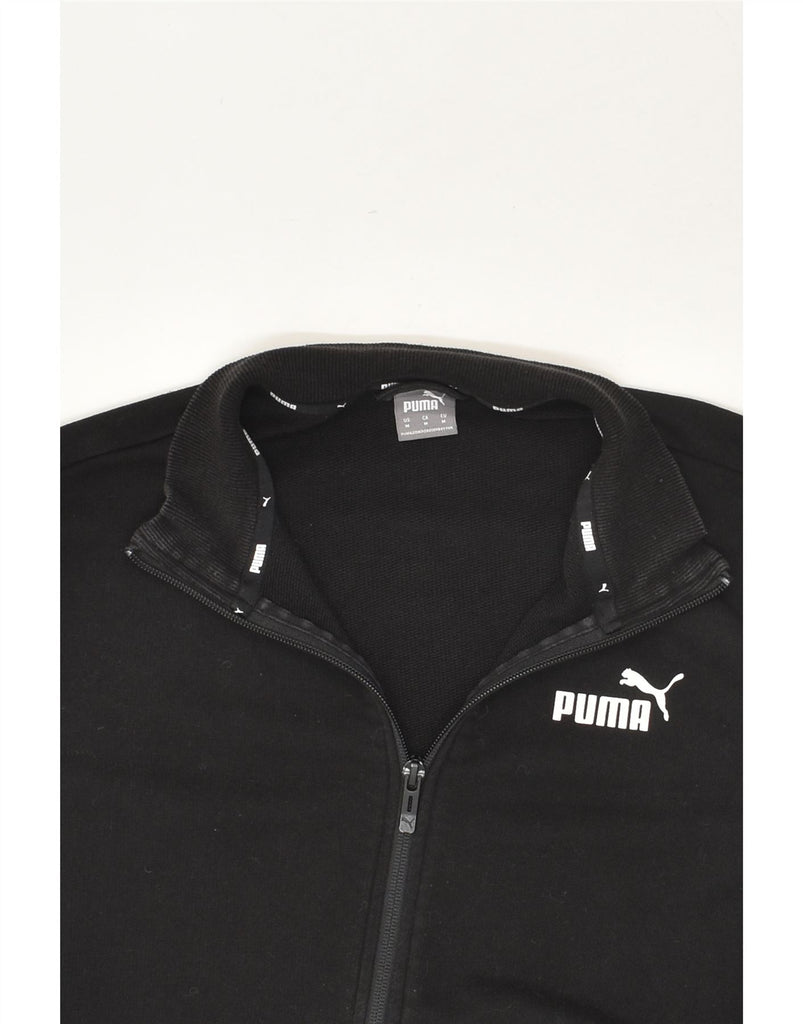 PUMA Womens Graphic Tracksuit Top Jacket UK 14 Medium Black | Vintage Puma | Thrift | Second-Hand Puma | Used Clothing | Messina Hembry 