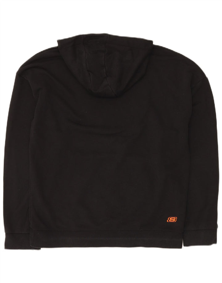 SKECHERS Mens Hoodie Jumper Large Black Cotton