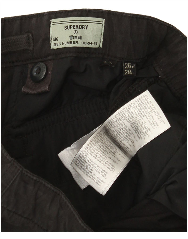 Superdry Womens Straight Cargo Trousers W26 L25 Black Cotton