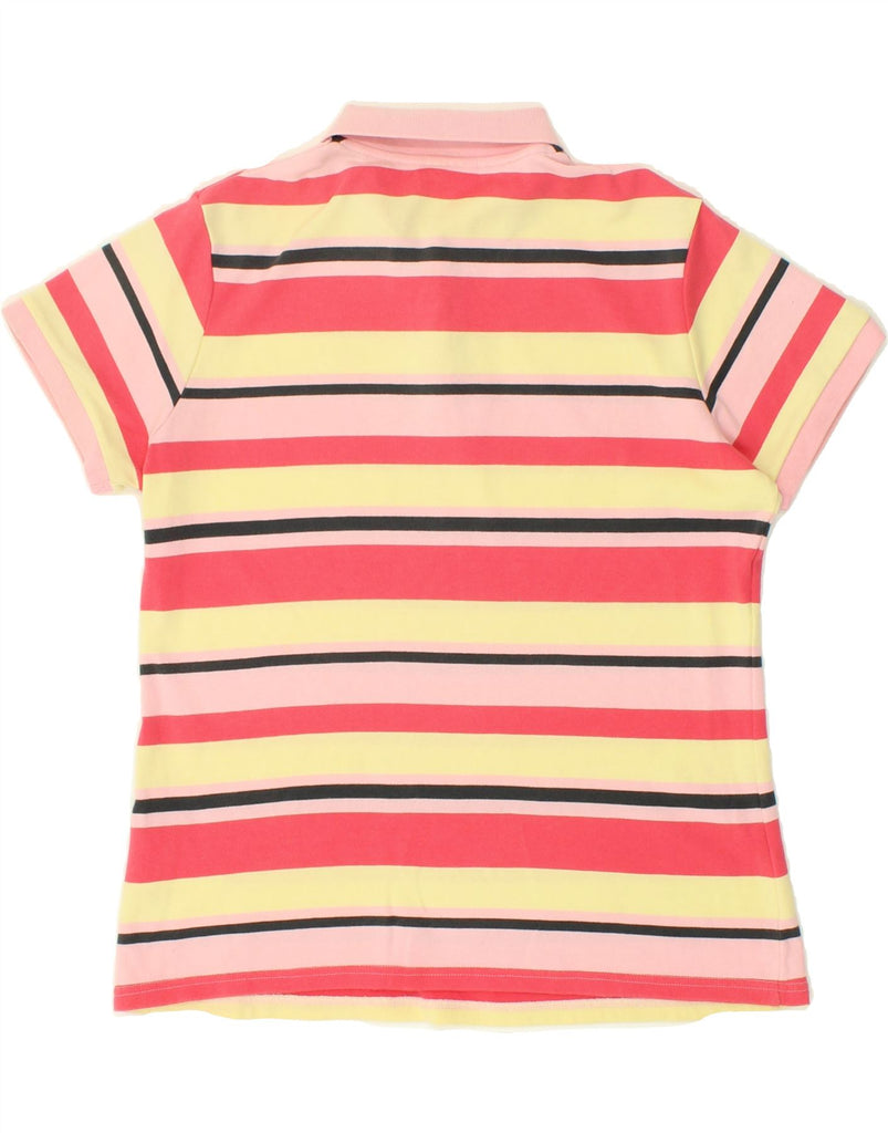 NIKE Womens Polo Shirt UK 12/14 Large Multicoloured Striped Cotton | Vintage Nike | Thrift | Second-Hand Nike | Used Clothing | Messina Hembry 
