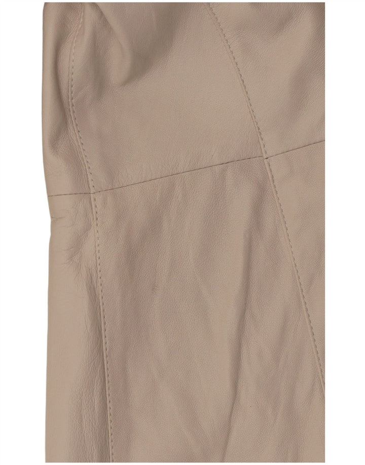 Vintage Womens Leather Coat IT 42 Medium Off White Leather