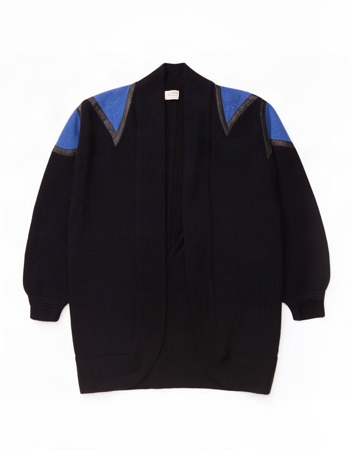 Vintage Womens Oversized Longline Cardigan Sweater UK 14 Medium Black