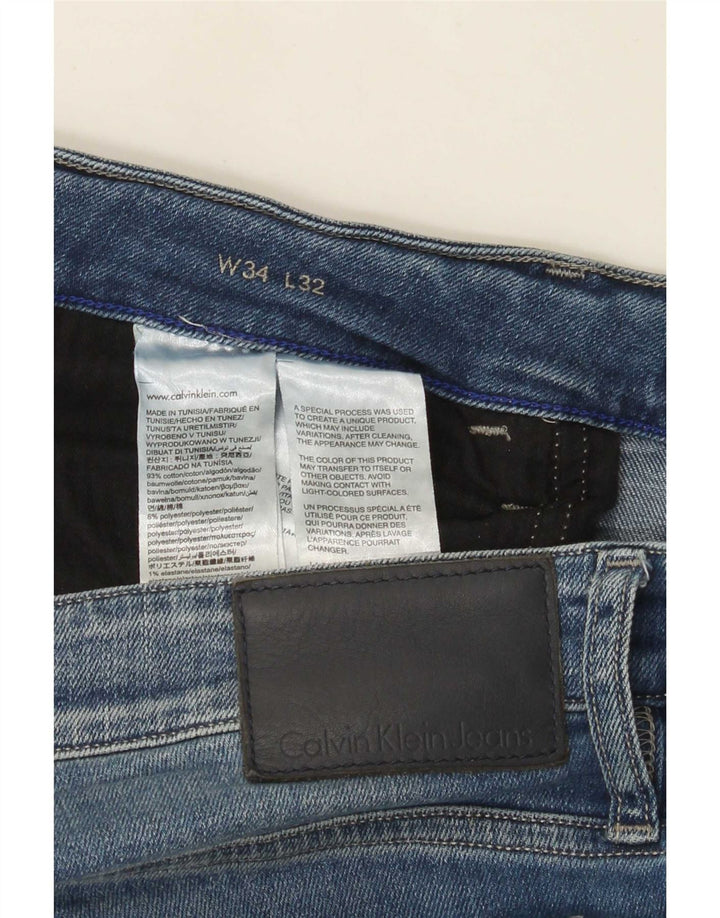 Calvin Klein Mens Slim Jeans W34 L32 Blue Cotton