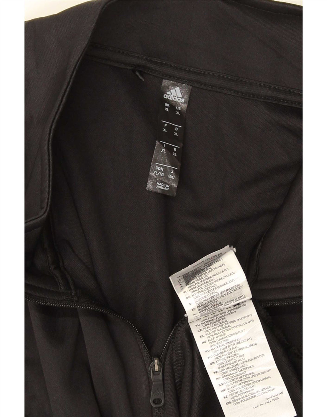 Adidas Mens Zip Neck Top Long Sleeve XL Black Polyester