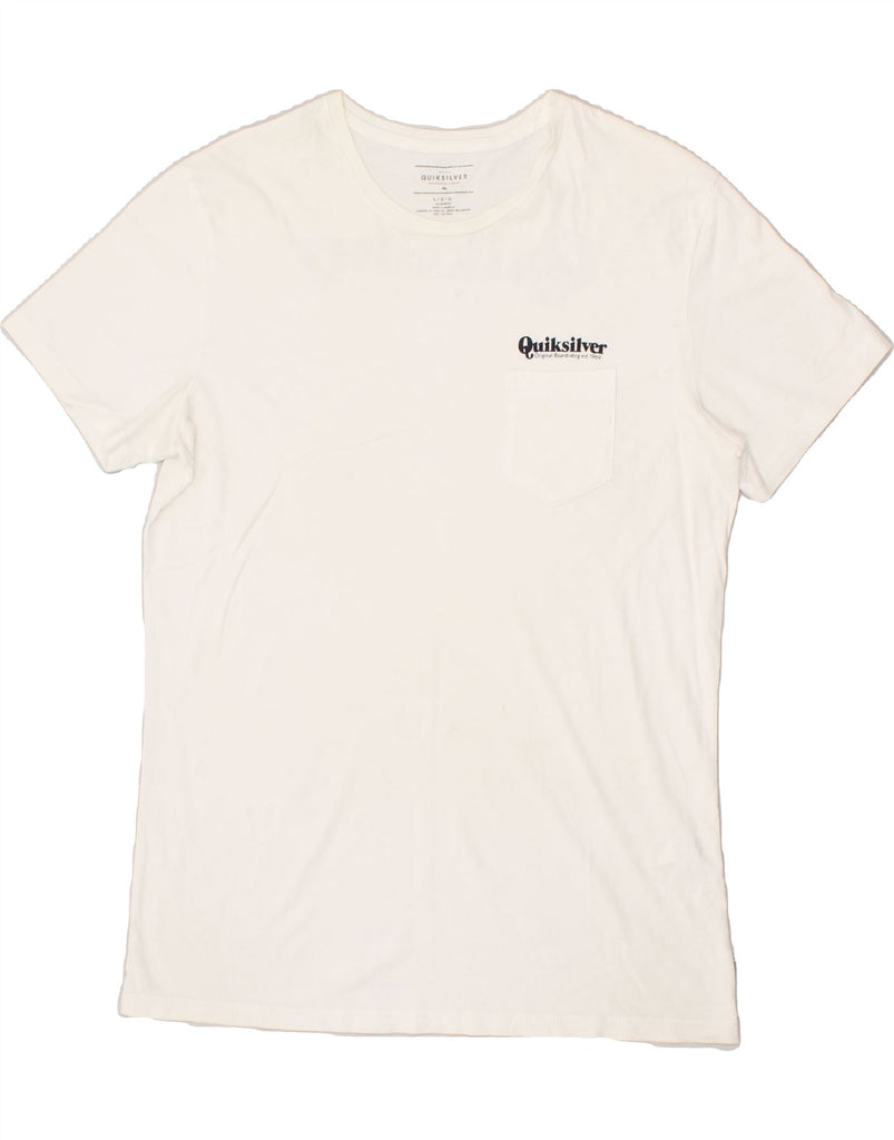 QUIKSILVER Mens Regular Fit Graphic T-Shirt Top Large White Cotton | Vintage Quiksilver | Thrift | Second-Hand Quiksilver | Used Clothing | Messina Hembry 