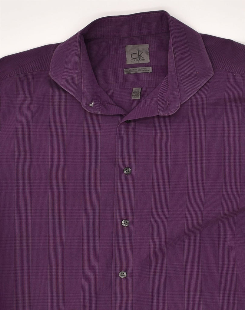 CALVIN KLEIN Mens NON - IRON Slim Fit Shirt Size 16 1/2 Large Purple Check | Vintage Calvin Klein | Thrift | Second-Hand Calvin Klein | Used Clothing | Messina Hembry 