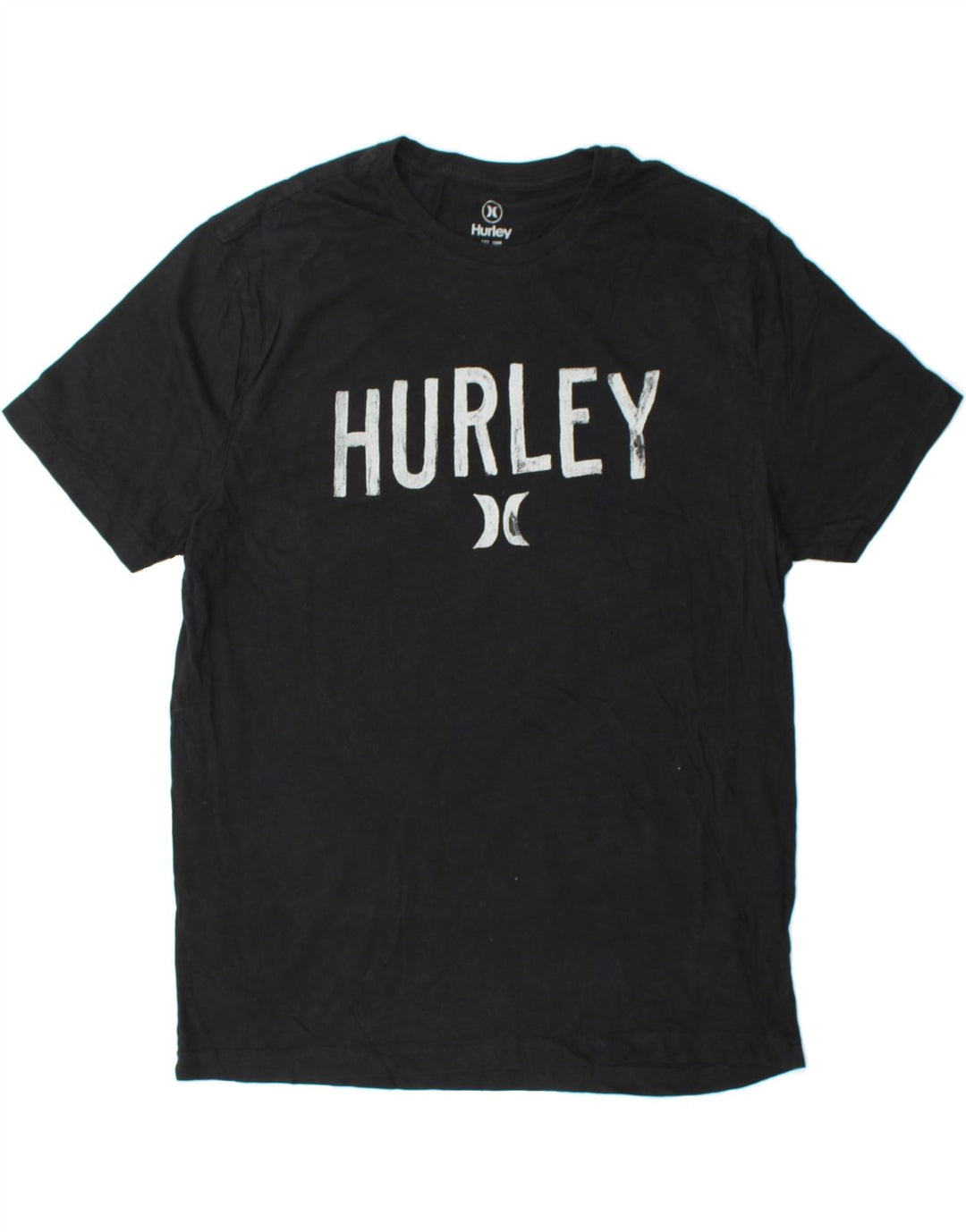 HURLEY Mens Graphic T-Shirt Top Medium Black Cotton Vintage Hurley and Second-Hand Hurley from Messina Hembry 