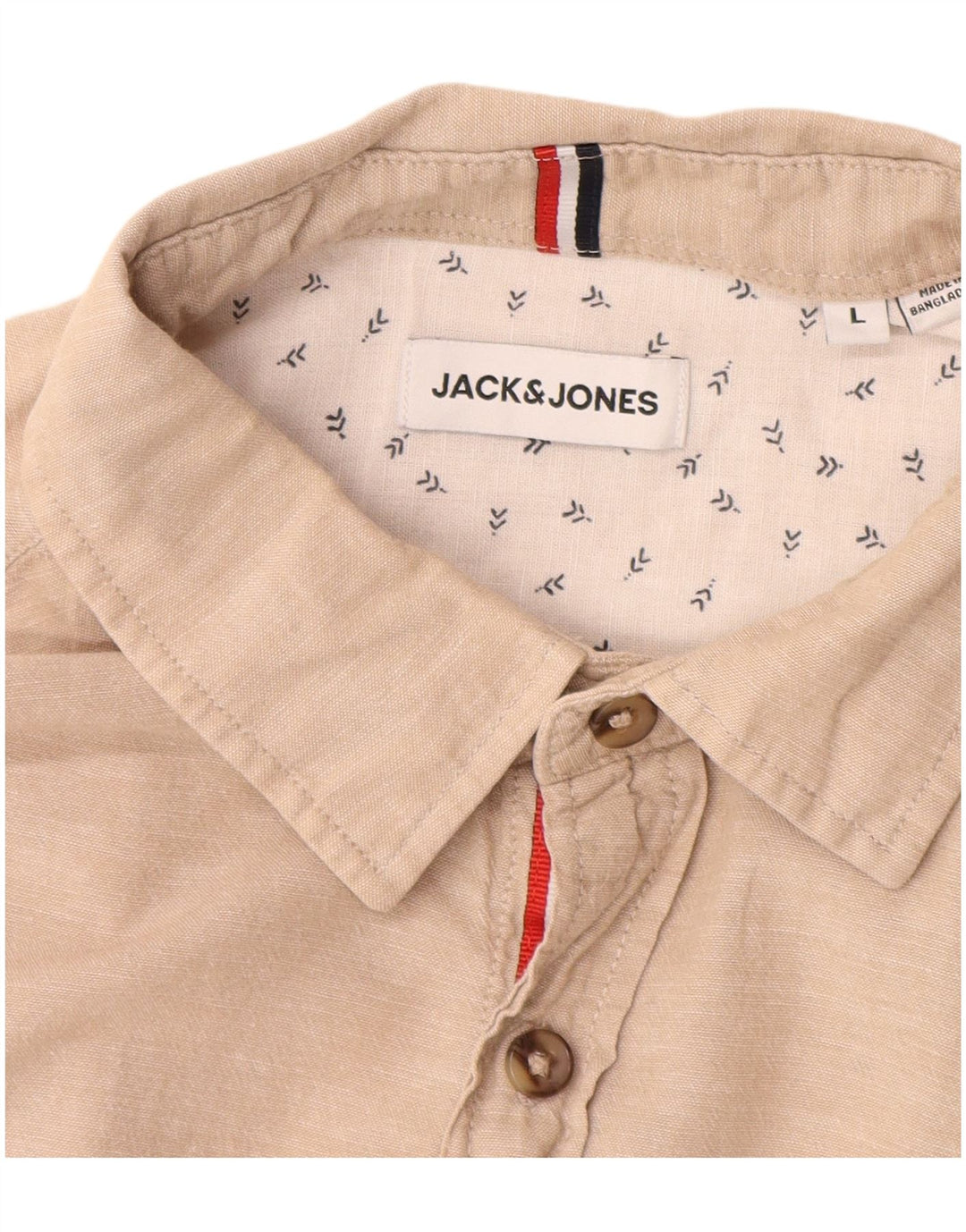 Jack & Jones Mens Shirt Large Beige Cotton