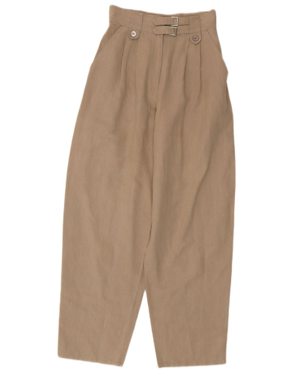 Vintage Womens High Waist Casual Trousers EU 36 Small W24 L28 Beige