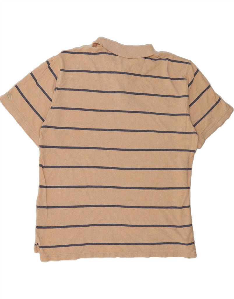 IZOD Mens Polo Shirt XL Beige Striped Cotton Vintage Izod and Second-Hand Izod from Messina Hembry 