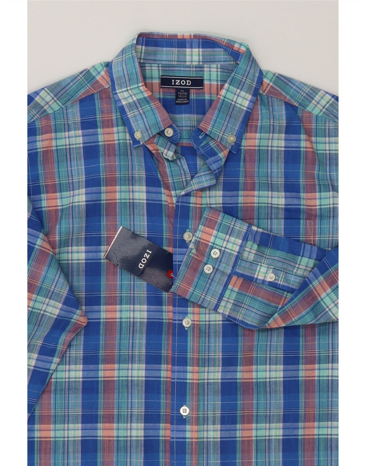 IZOD Boys Shirt 15-16 Years XL Blue Check Cotton Vintage Izod and Second-Hand Izod from Messina Hembry 