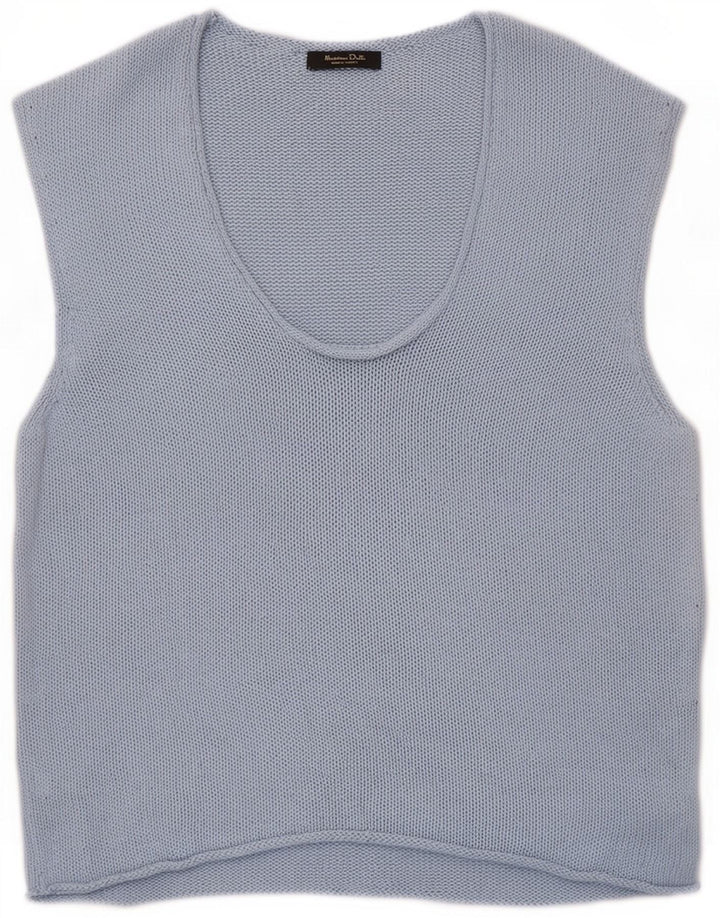 Massimo Dutti Womens Knit Vest Top UK 12 Medium Blue Viscose