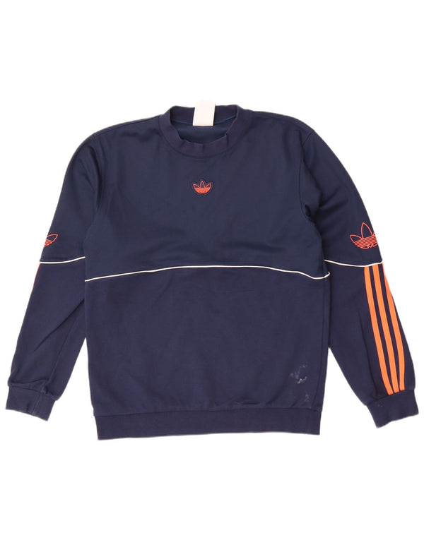 Adidas Mens Graphic Sweatshirt Jumper Small Navy Blue Cotton