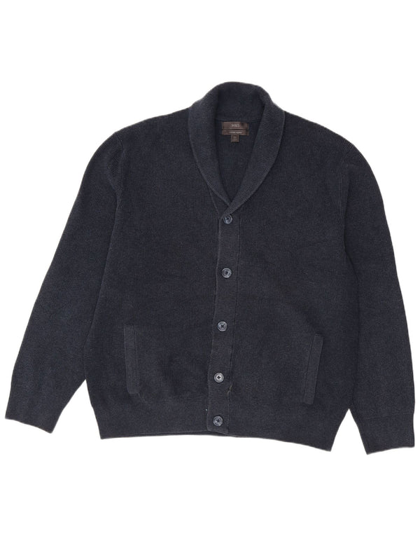 Marks & Spencer Mens Cardigan Sweater 2XL Navy Blue Polyester