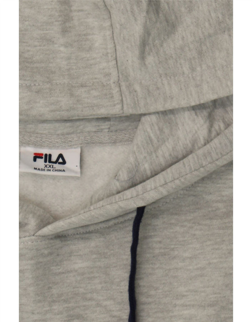 FILA Mens Graphic Hoodie Jumper 2XL Grey Cotton Vintage Fila and Second-Hand Fila from Messina Hembry 