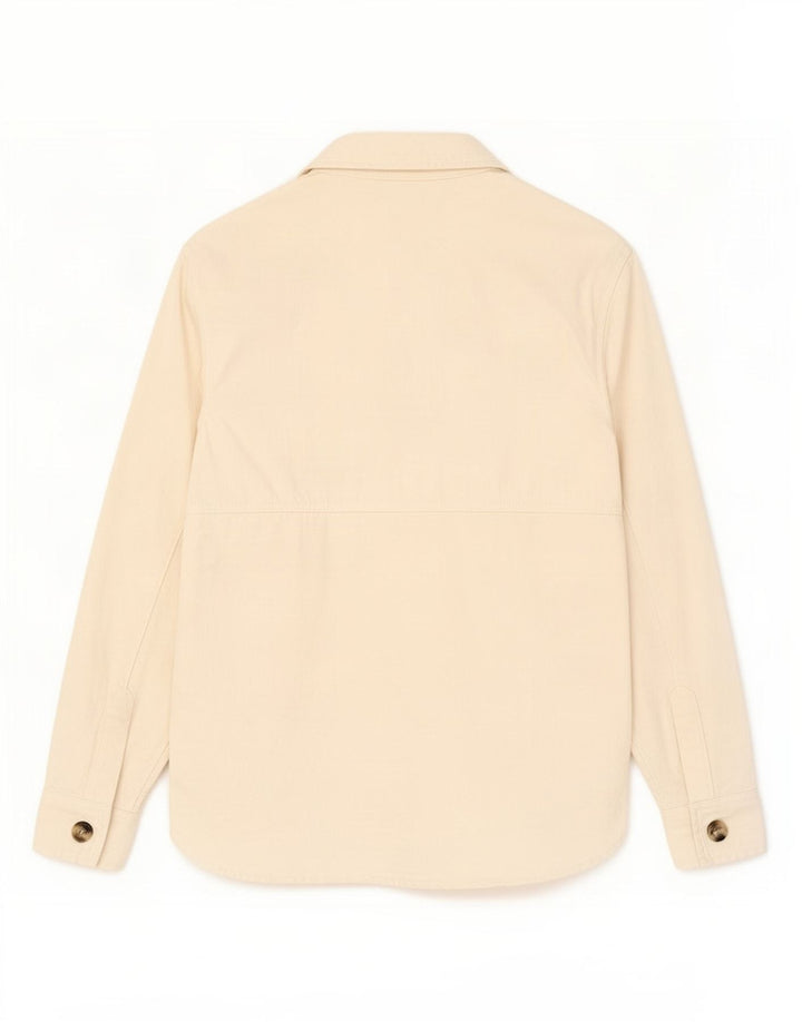 Zara Womens Shirt UK 10 Small Beige Cotton