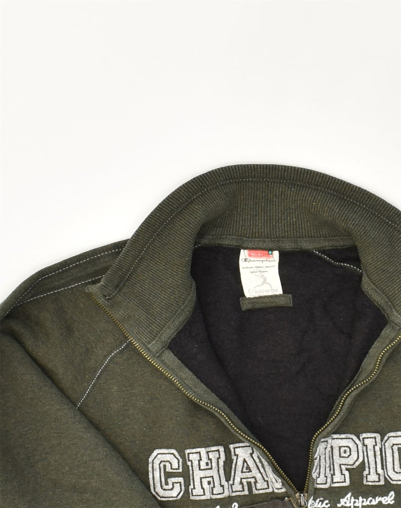 CHAMPION Mens Graphic Tracksuit Top Jacket Medium Khaki Cotton | Vintage Champion | Thrift | Second-Hand Champion | Used Clothing | Messina Hembry 