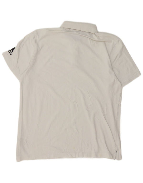Adidas Mens Polo Shirt Large White Cotton