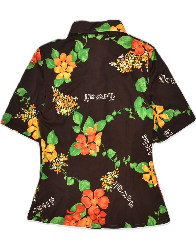 VINTAGE Womens Short Sleeve Shirt UK 12 Medium Brown Floral | Vintage | Thrift | Second-Hand | Used Clothing | Messina Hembry 