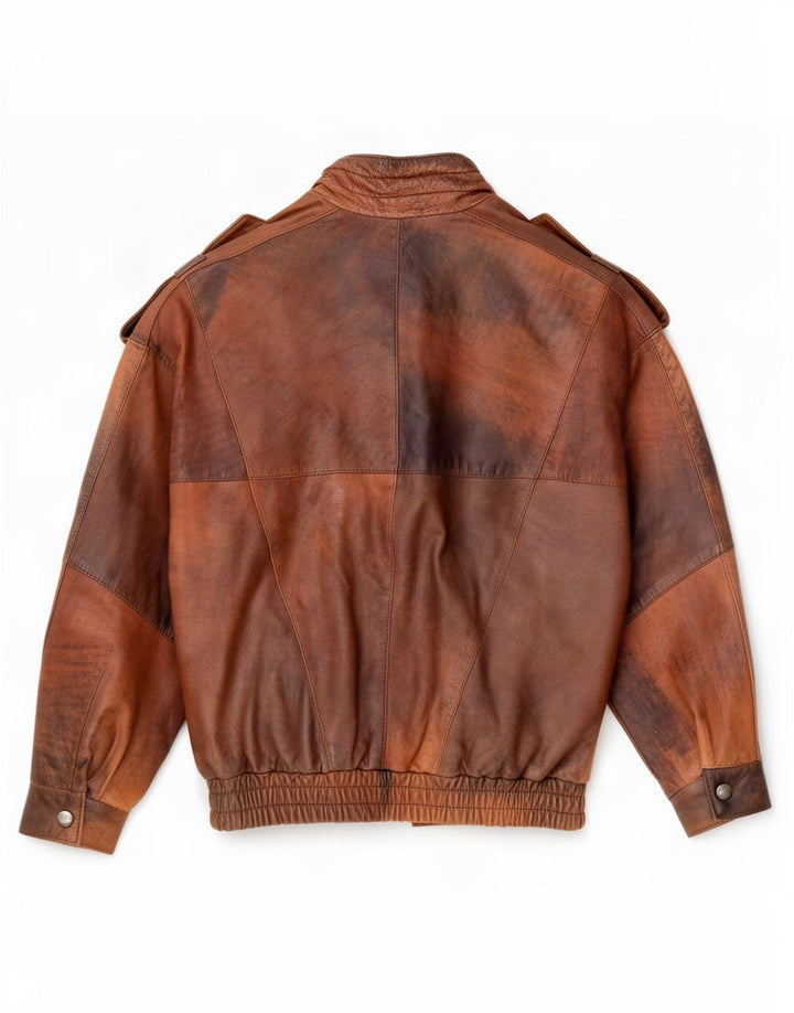 Vintage Mens Military Leather Jacket UK 36 Small Brown