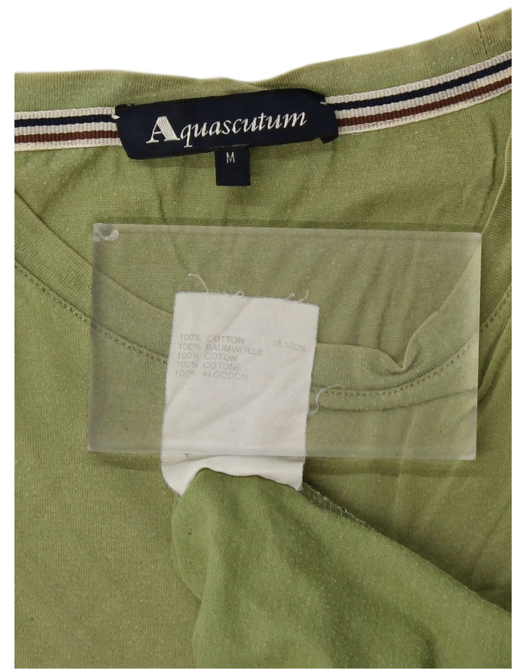 AQUASCUTUM Womens T-Shirt Top UK 14 Medium Green Cotton