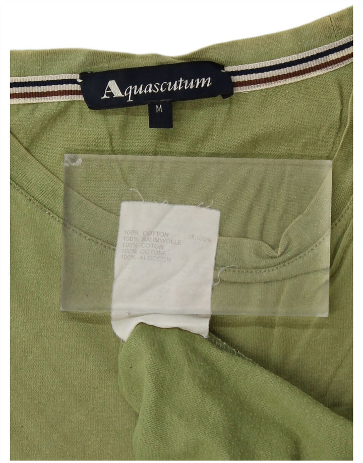 AQUASCUTUM Womens T-Shirt Top UK 14 Medium Green Cotton