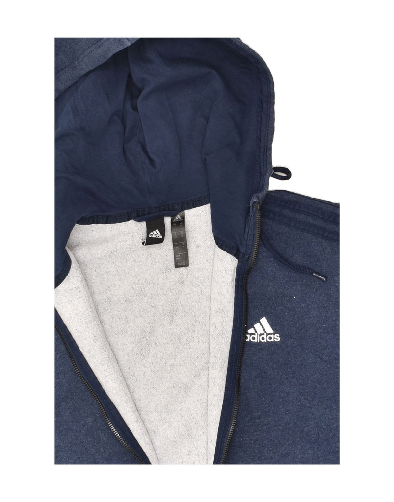 ADIDAS Mens Zip Hoodie Sweater Medium Navy Blue Cotton | Vintage Adidas | Thrift | Second-Hand Adidas | Used Clothing | Messina Hembry 