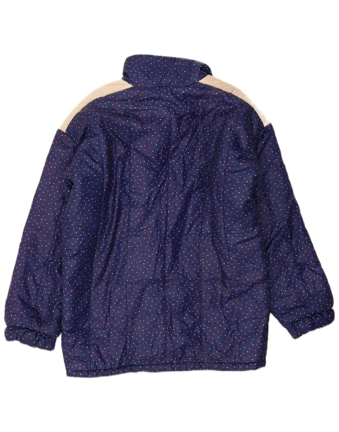 Vintage Womens Padded Jacket IT 48 XL Navy Blue Spotted