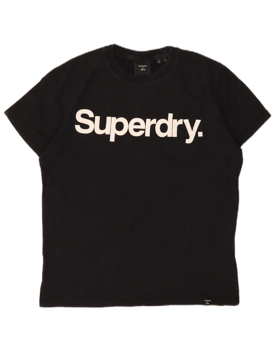 SUPERDRY Womens Graphic T-Shirt Top UK 16 Large Black Cotton