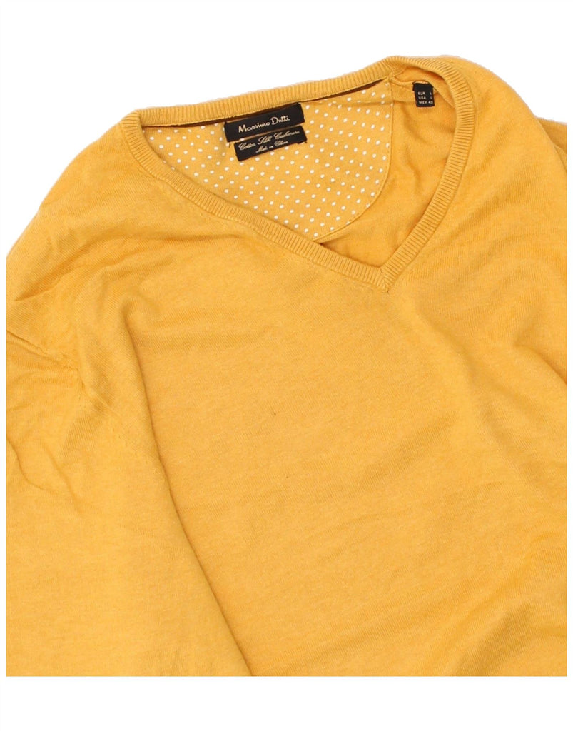 MASSIMO DUTTI Womens V-Neck Jumper Sweater UK 16 Large Yellow | Vintage Massimo Dutti | Thrift | Second-Hand Massimo Dutti | Used Clothing | Messina Hembry 