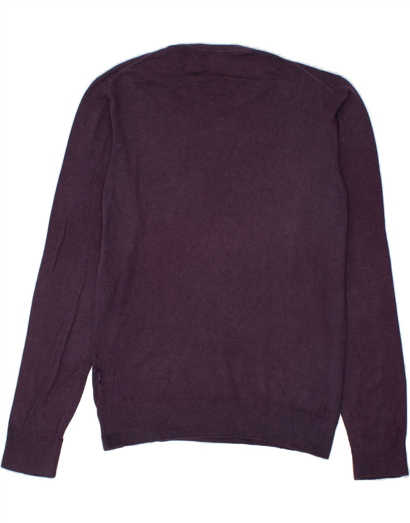 ARMANI COLLEZIONI Mens Crew Neck Jumper Sweater Medium Purple Vintage Armani Collezioni and Second-Hand Armani Collezioni from Messina Hembry 