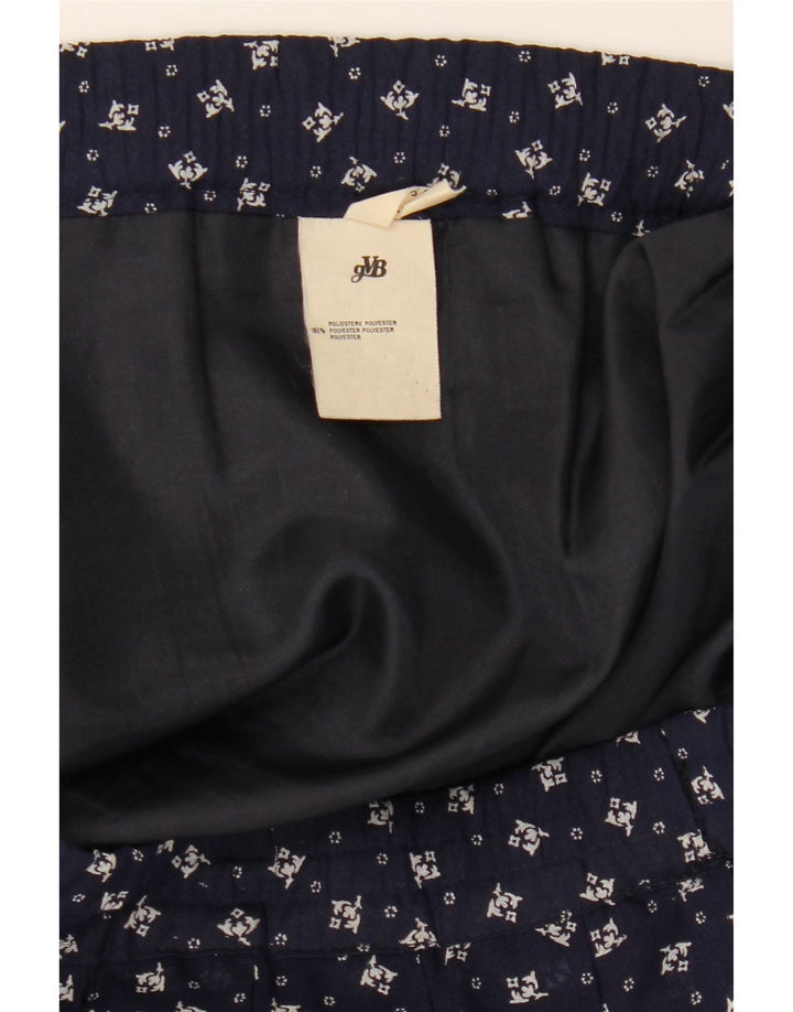 GVB Womens A-Line Skirt UK 10 Small W34  Navy Blue Floral Polyester
