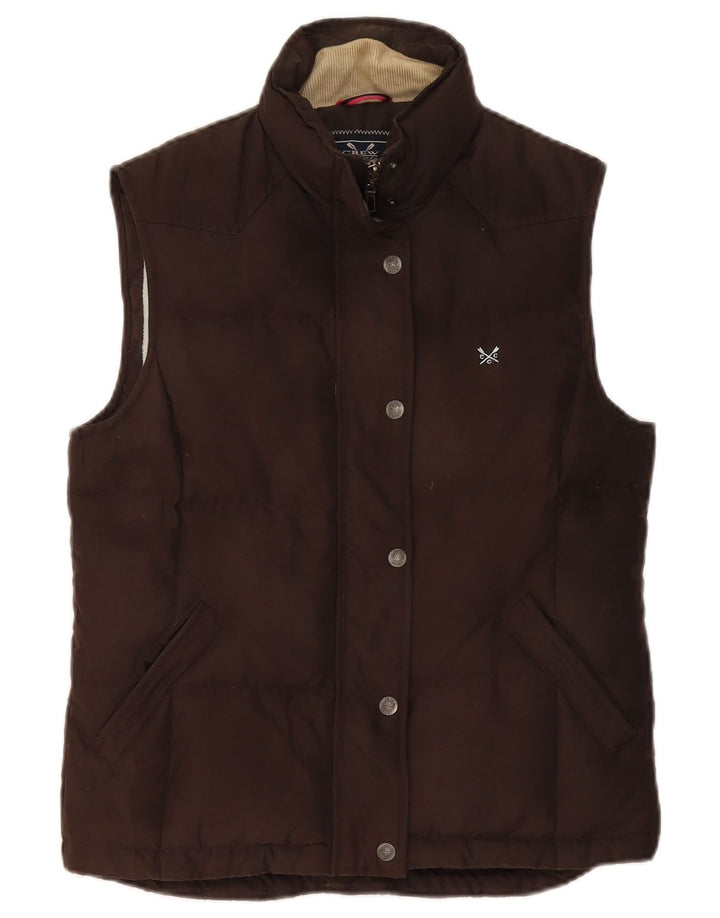 Crew Clothing Womens Padded Gilet UK 10 Small Brown Polyester