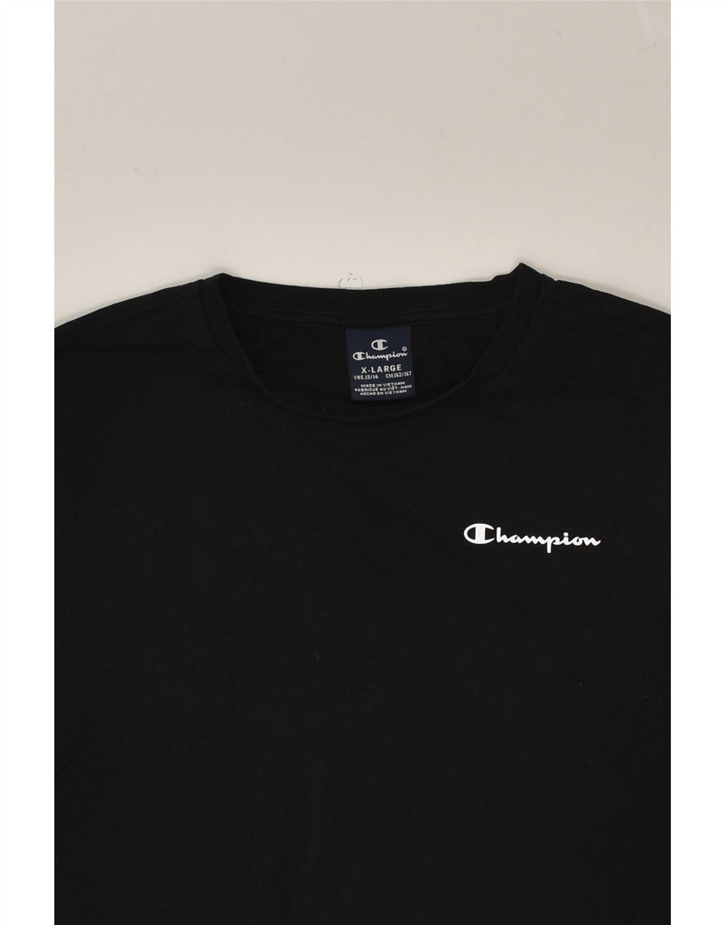 CHAMPION Boys Graphic Top Long Sleeve 13-14 Years XL Black | Vintage Champion | Thrift | Second-Hand Champion | Used Clothing | Messina Hembry 