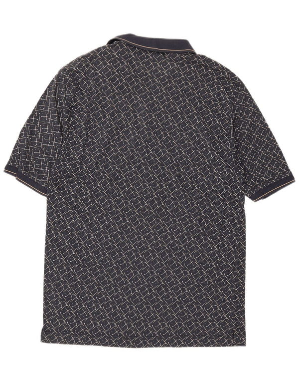 DOCKERS Mens Polo Shirt Large Navy Blue Geometric Cotton