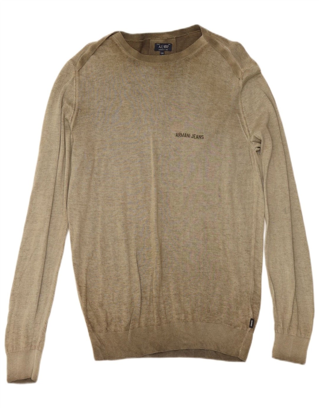 ARMANI JEANS Mens Boat Neck Jumper Sweater 2XL Khaki Cotton