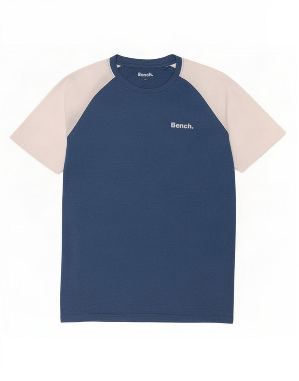 Bench Mens T-Shirt Top XL Blue Colourblock Cotton