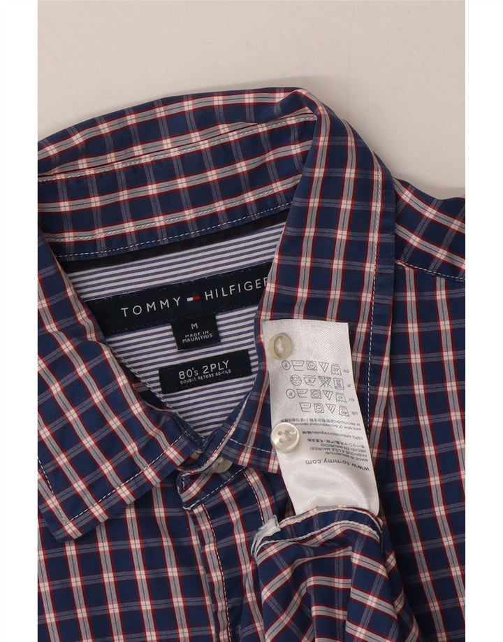 TOMMY HILFIGER Mens Shirt Medium Navy Blue Check Cotton Vintage Tommy Hilfiger and Second-Hand Tommy Hilfiger from Messina Hembry 