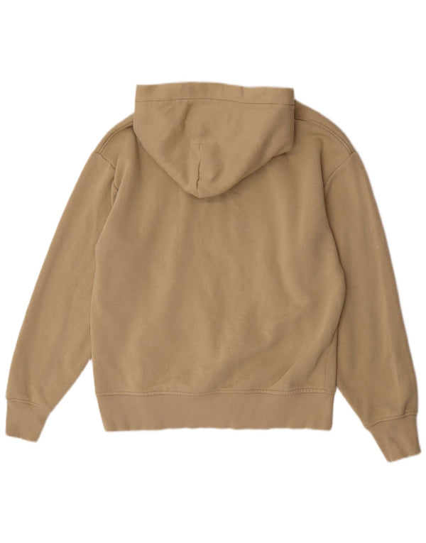 Zara Mens Hoodie Jumper Small Beige Cotton