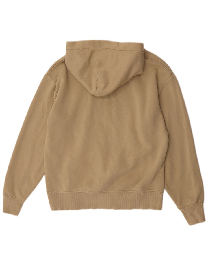 Zara Mens Hoodie Jumper Small Beige Cotton