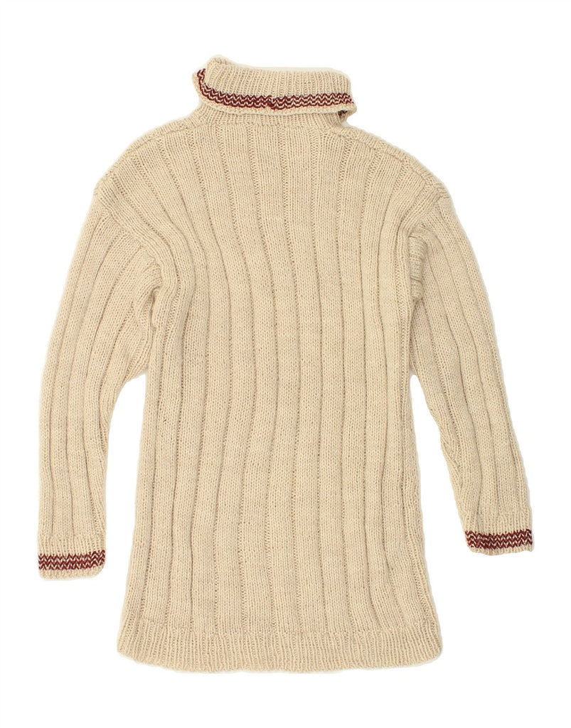 VINTAGE Womens Roll Neck Jumper Sweater UK 10 Small Beige Vintage Vintage and Second-Hand Vintage from Messina Hembry 