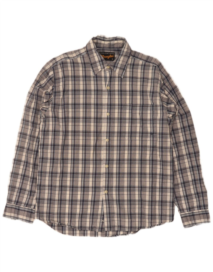 Wrangler Mens Shirt Medium Blue Check Cotton