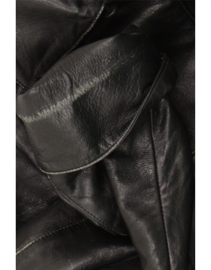 Vintage Womens Leather Coat IT 42 Medium Black Leather