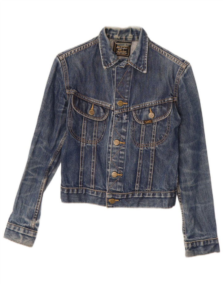 LEE Womens Crop Denim Jacket UK 10 Small Blue Cotton
