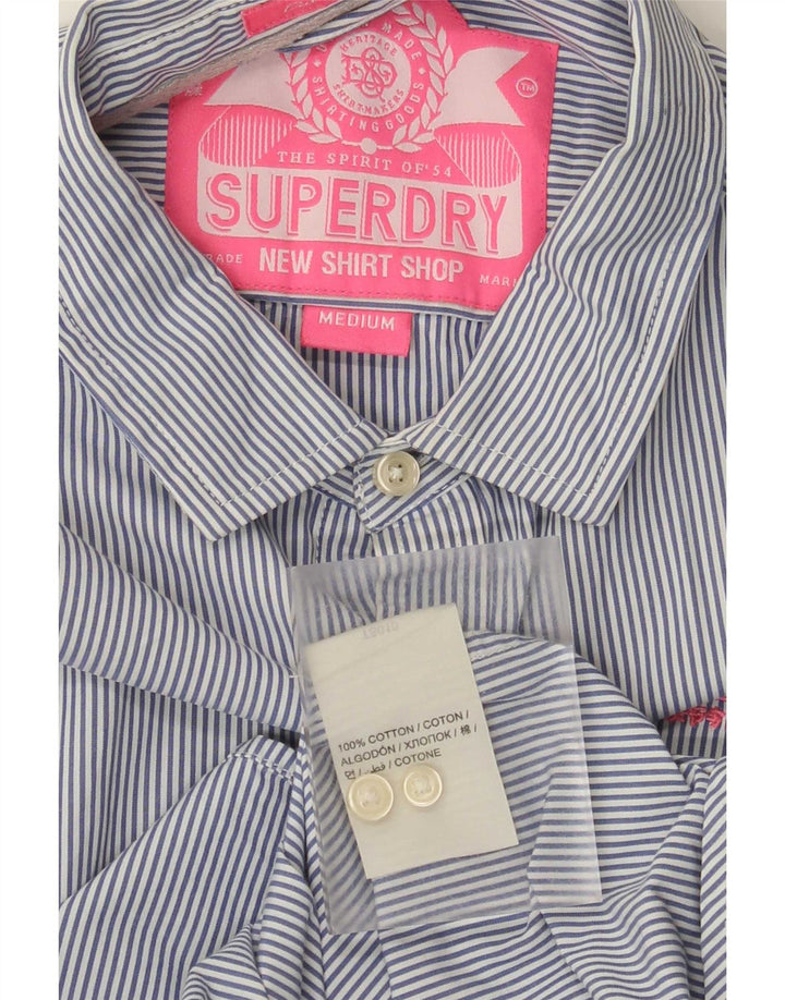 Superdry Mens Shirt Medium Blue Pinstripe Cotton