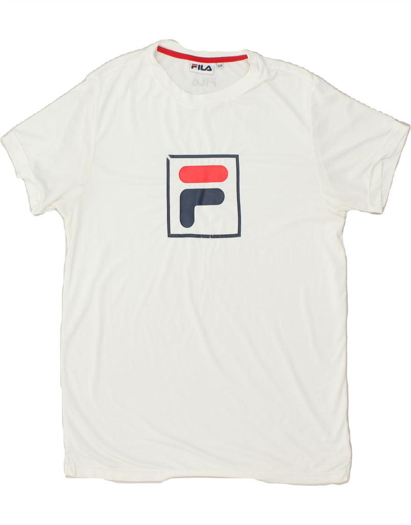 FILA Boys Graphic T-Shirt Top 11-12 Years White Vintage Fila and Second-Hand Fila from Messina Hembry 