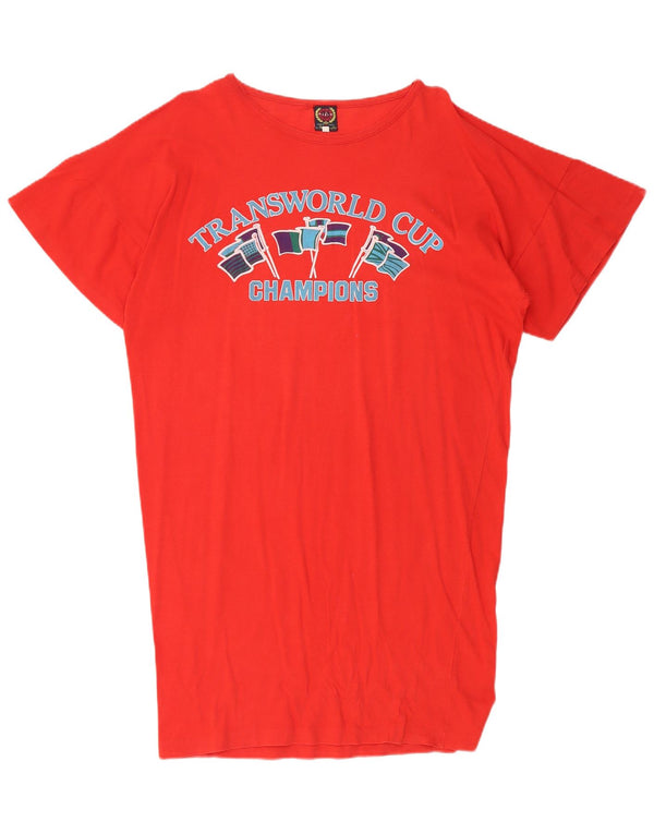 Vintage Womens Oversized Graphic T-Shirt Dress IT 42 Medium Red Cotton