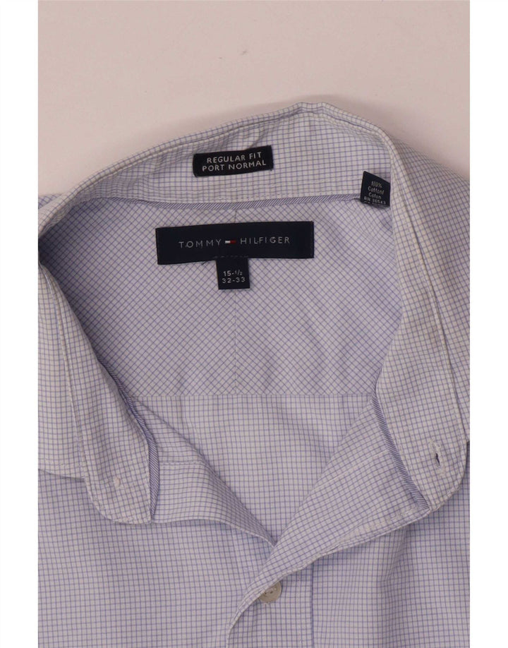 Tommy Hilfiger Mens Regular Fit Shirt Size 15 1/2 Medium Blue Striped